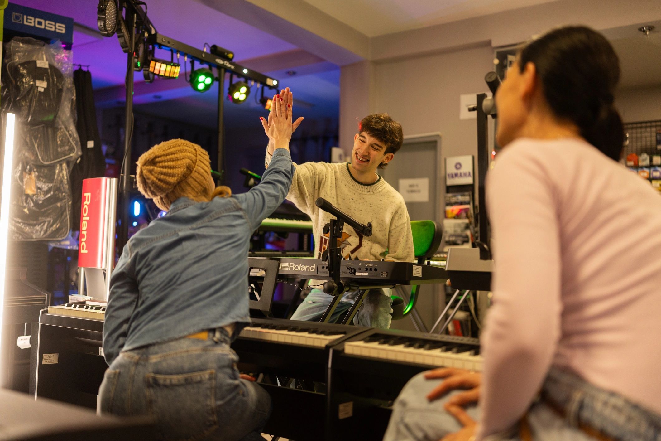 happy client in music studio